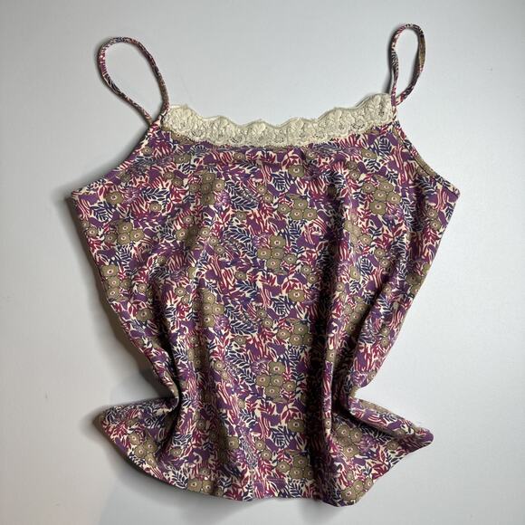 St Johns Bay Large Floral Camisole Lace Trim Tank Y2K Coquette Soft Stretch - Picture 3 of 11